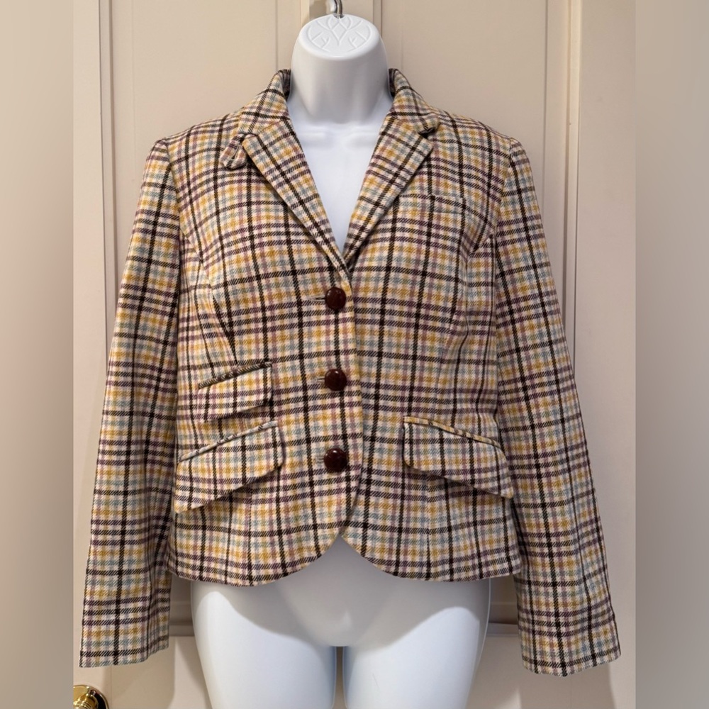 LL Bean Plaid Wool Jacket Blazer